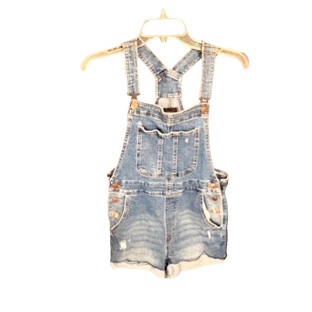 No Boundries Woman’s Bib Shorts sz 7-9 Stretch Denim Bib Overall Shorts Juniors